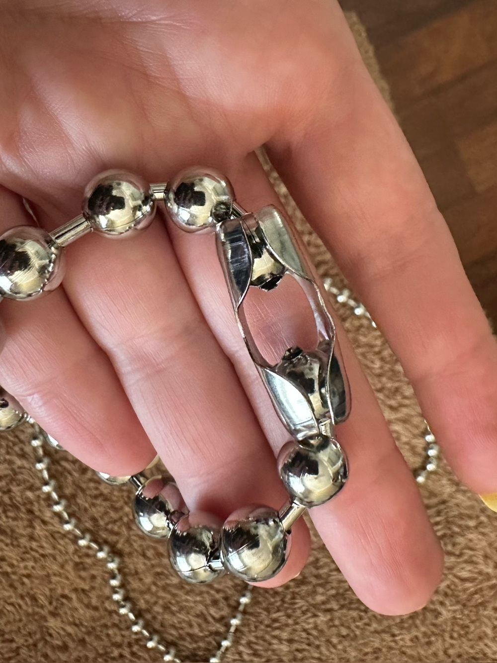 Silver Ball Bead Necklaces and bracelet . All 3 included Clasp like Coach